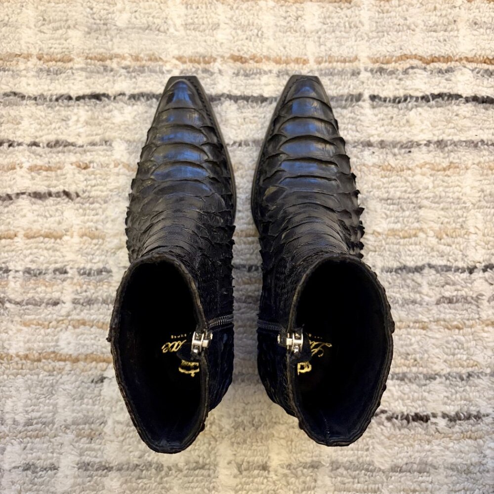Black "Munich" Python Skin Zip Boots - Picture 2 of 6